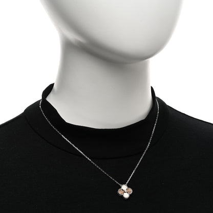Van Cleef & Arpels 18K White Rose Gold Diamond Guilloche Vintage Alhambra Pendant Necklace 2 of 5