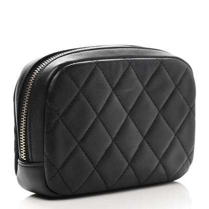 Chanel Caviar Quilted Small Curvy Pouch Cosmetic Case Black 3 of 7