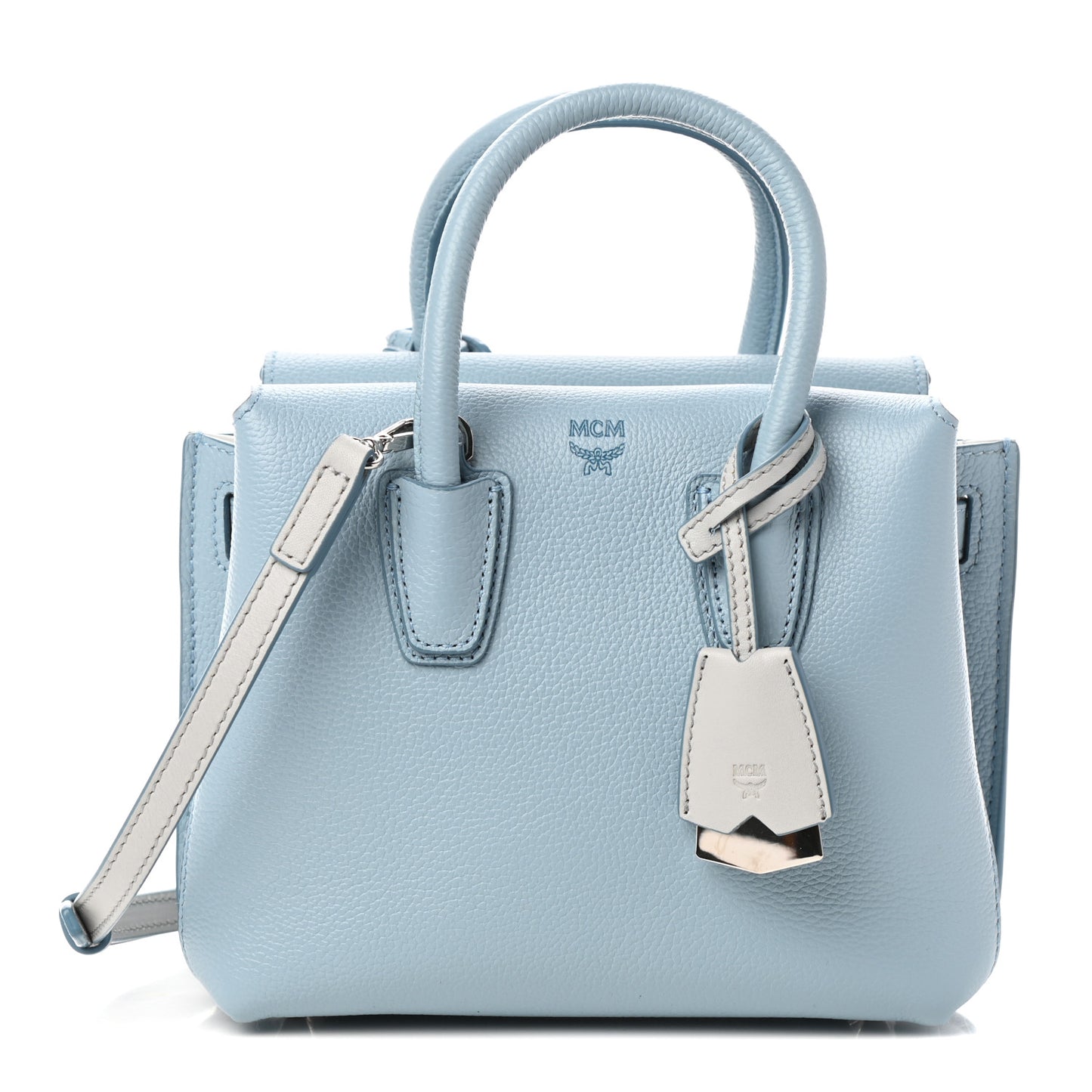 Grained Calfskin Mini Milla Tote Sky Blue