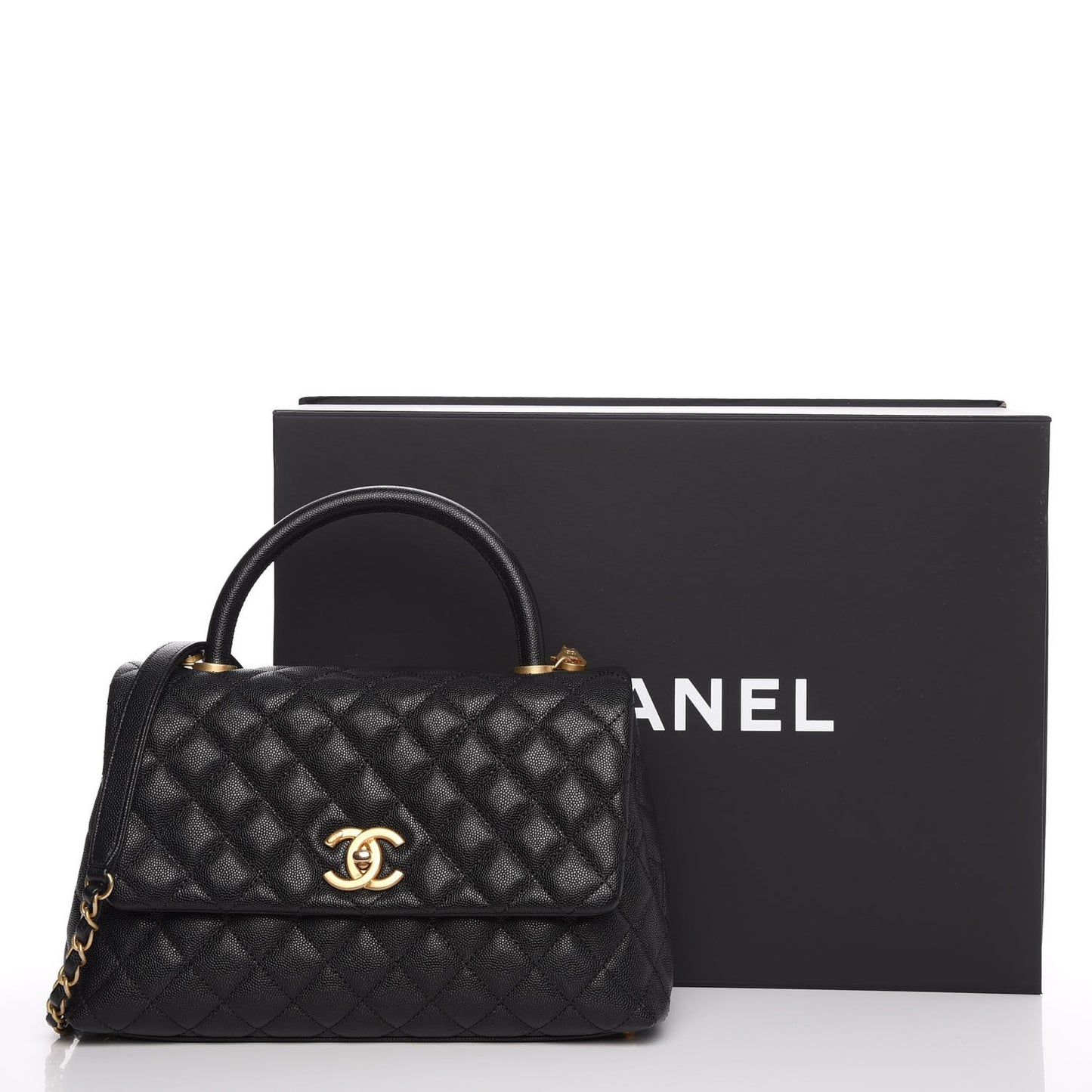 Caviar Quilted Small Coco Handle Flap Black