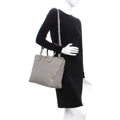 Burberry Heritage Grain Check Embossed Medium Dewsbury Tote Pale Grey 3 of 10