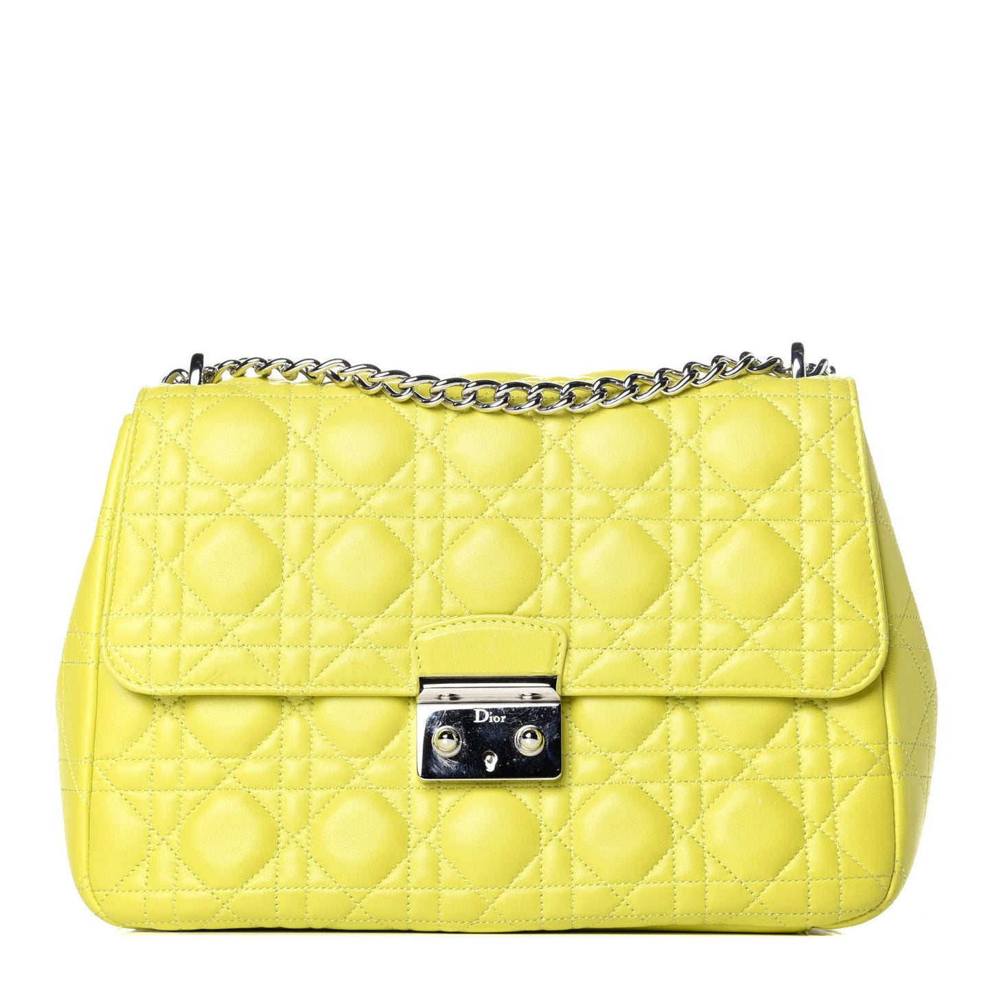 Lambskin Cannage Large Miss Dior Flap Vert Acide