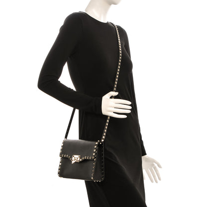 Valentino Garavani Pebbled Calfskin Medium Rockstud Flip Lock Crossbody Bag Black 2 of 7