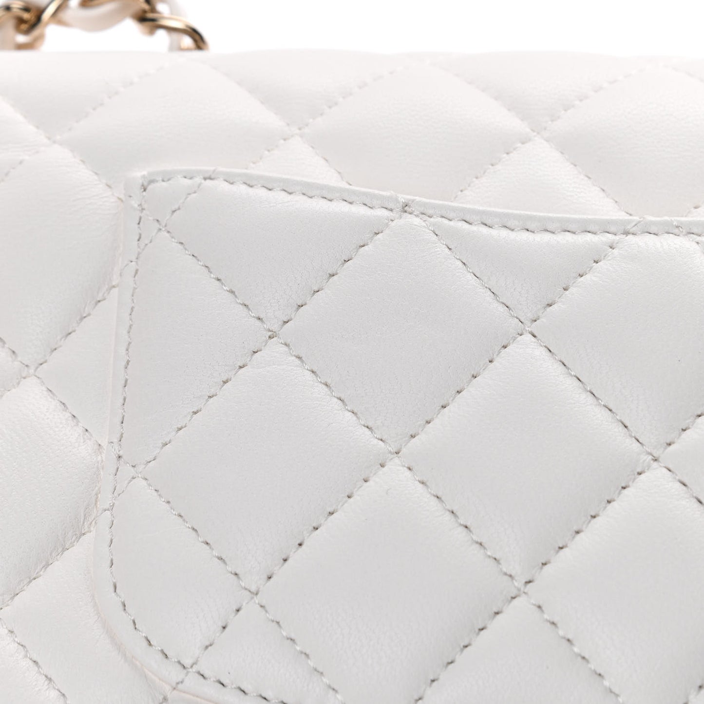 Lambskin Quilted Mini Rectangular Flap White