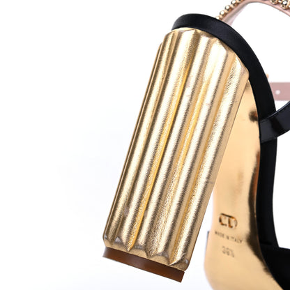 Christian Dior Satin Crystal Embellished Ankle Strap Sandals 39.5 Black 17 of 21