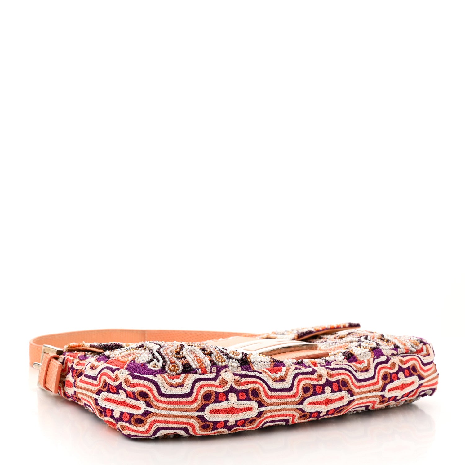 Fendi Beaded Lizard Baguette Pink 4 of 9