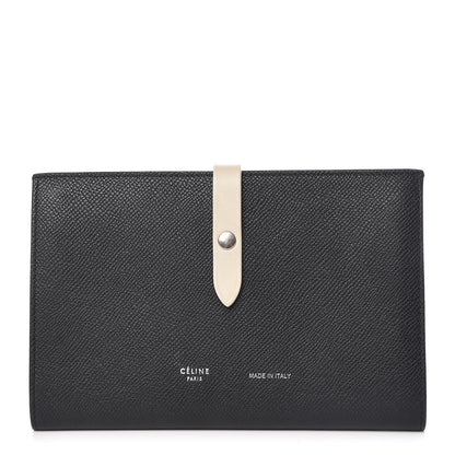 Celine Grained Calfskin Large Multifunction Strap Wallet Black Chalk 1 of 8