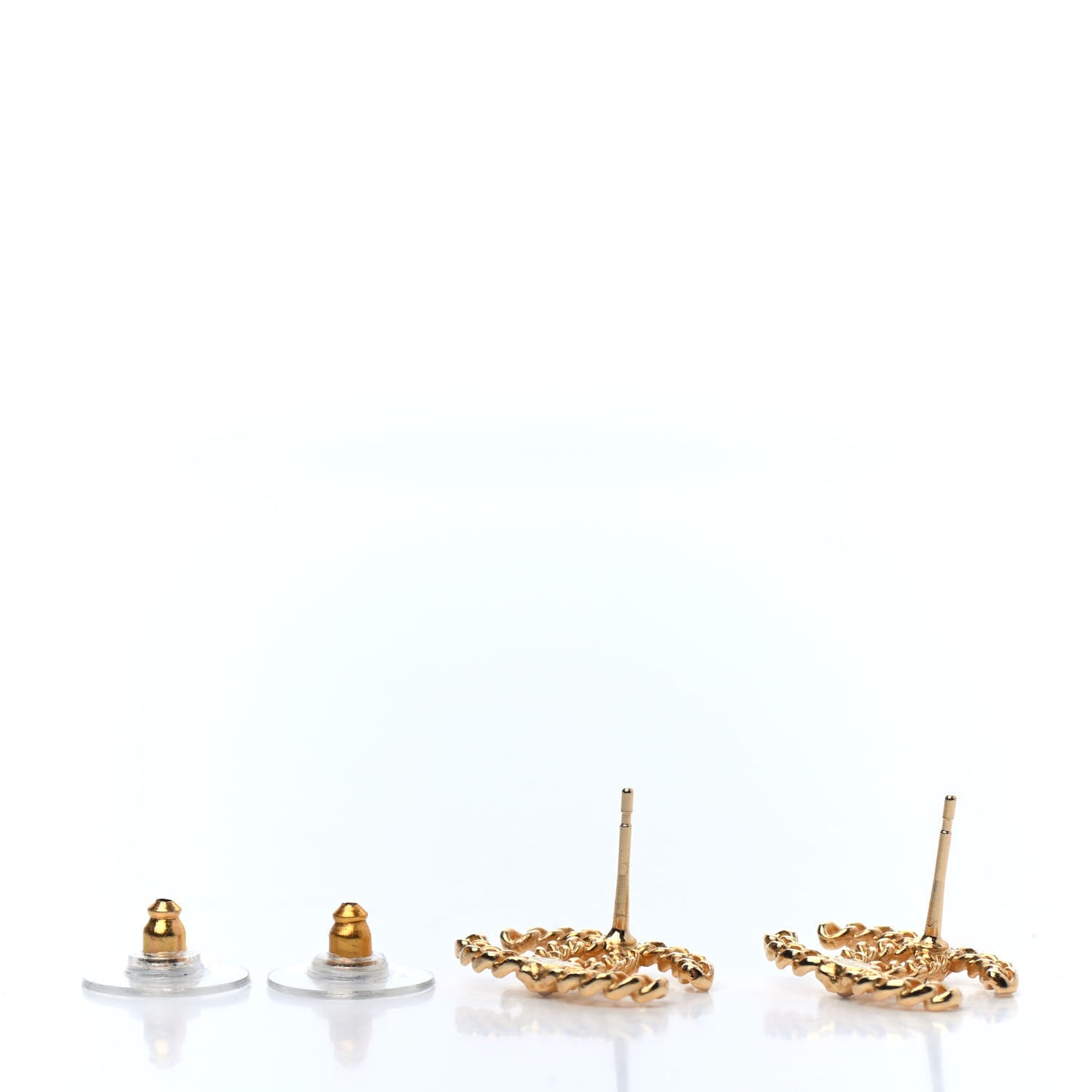Chain Pearl CC Earrings Gold