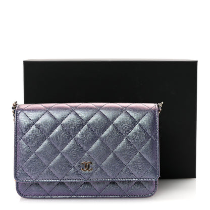 Chanel Iridescent Caviar Quilted Wallet on Chain WOC Dark Blue 12 of 12