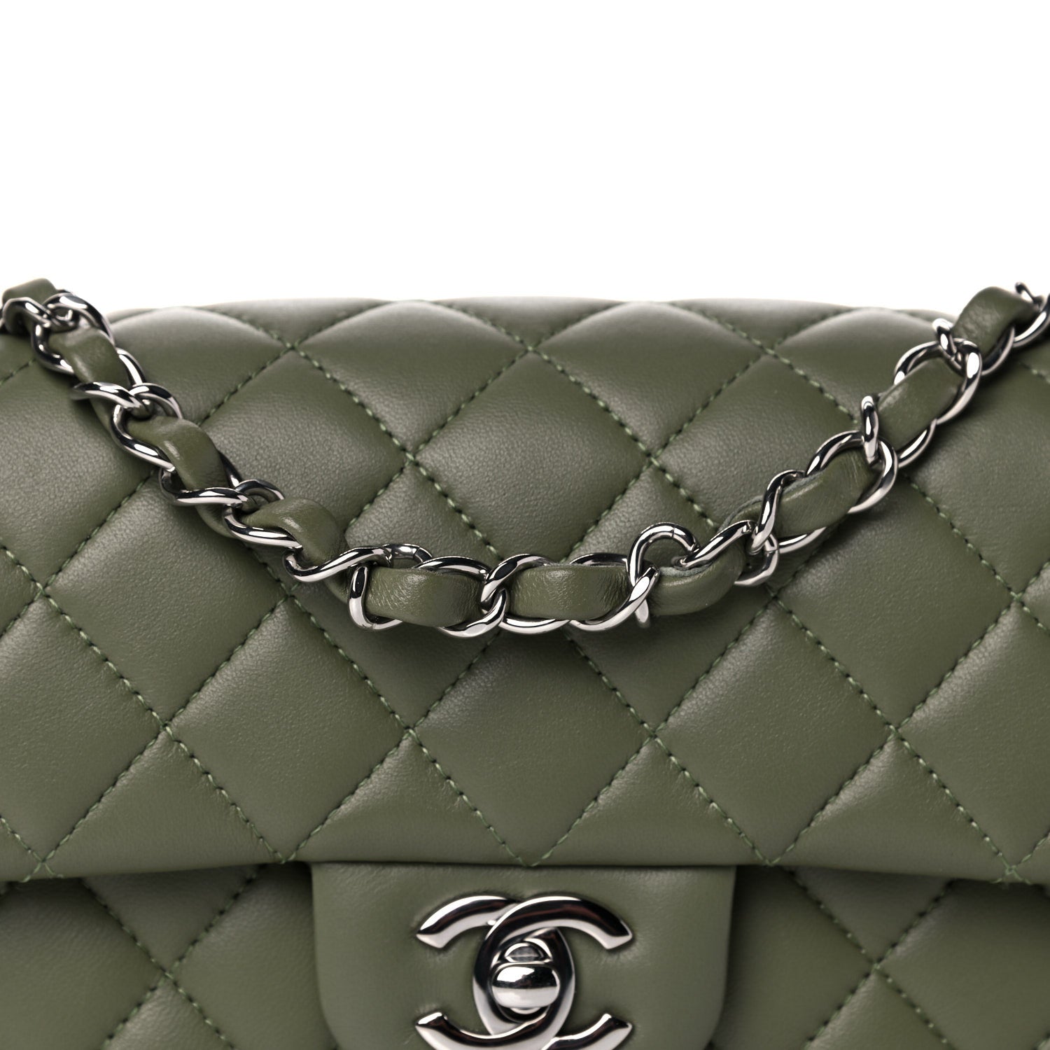 Chanel Lambskin Quilted Mini Rectangular Flap Green 7 of 11