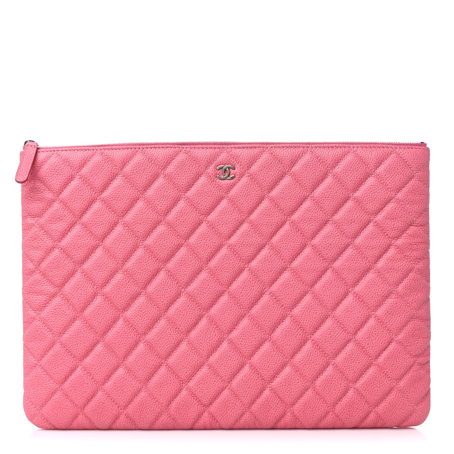 Caviar Quilted Large Cosmetic Case Rose Pink