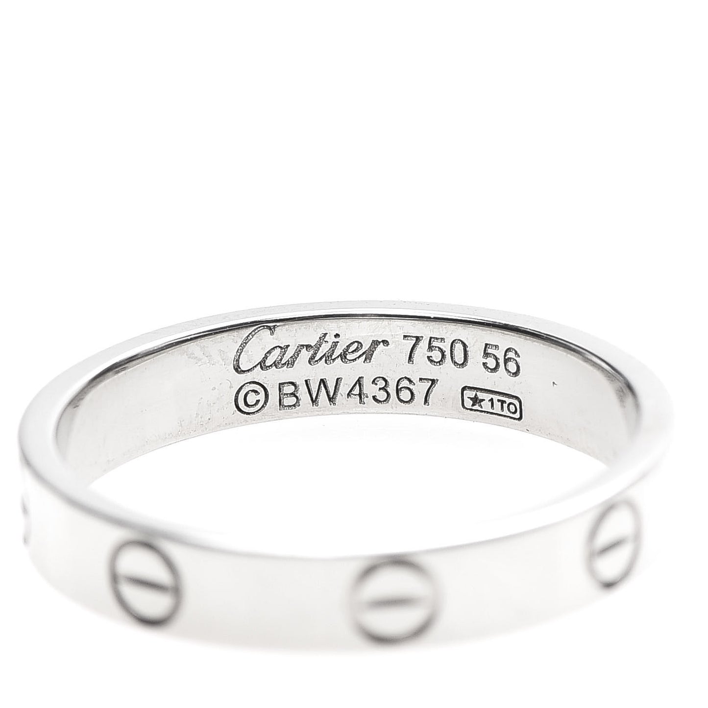 18K White Gold 3.5mm LOVE Wedding Band Ring 56 7.75