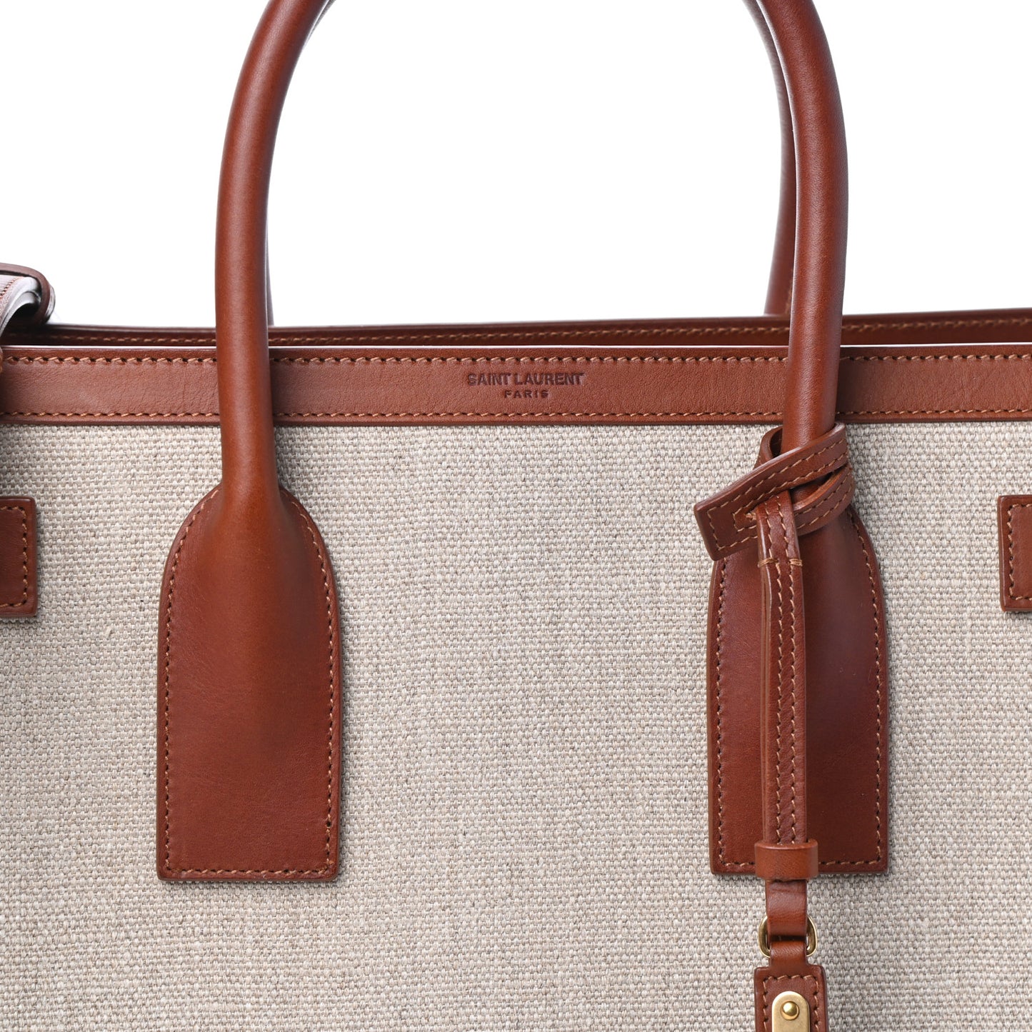 Linen Calfskin Medium Souple Sac De Jour Cognac