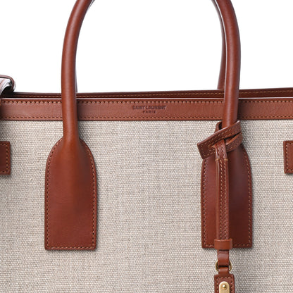 Saint Laurent Linen Calfskin Medium Souple Sac De Jour Cognac 7 of 9
