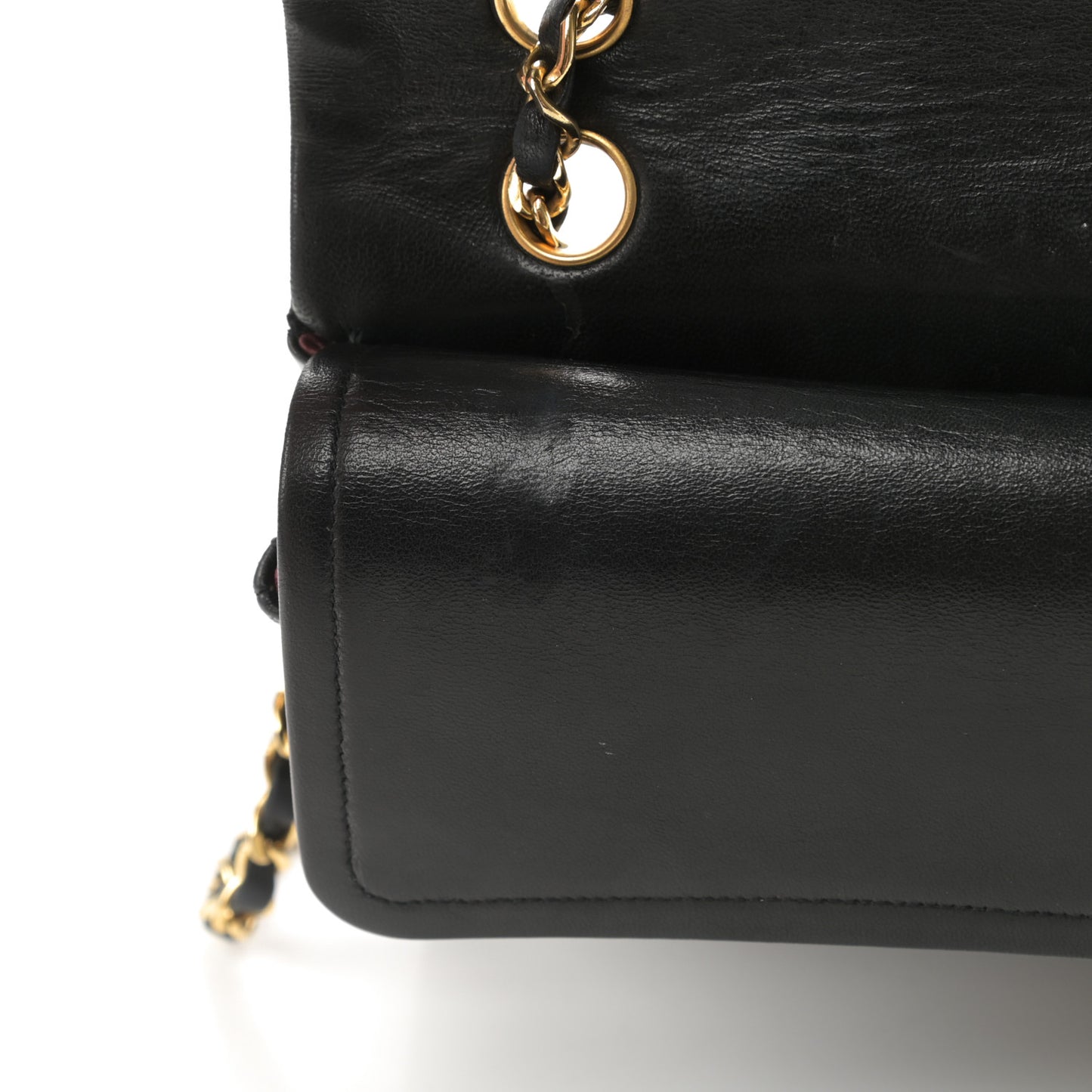 Lambskin Quilted Medium Double Flap Black