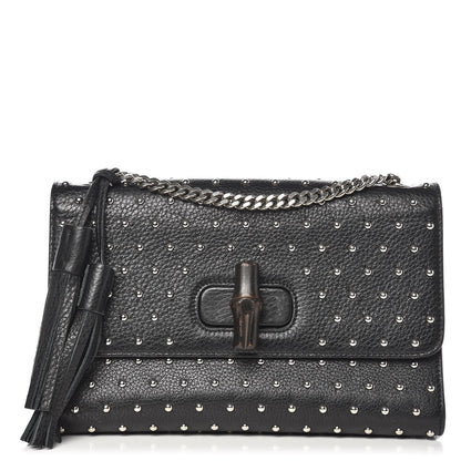 Gucci Calfskin Medium Studded Miss Bamboo Shoulder Bag Black 1 of 7