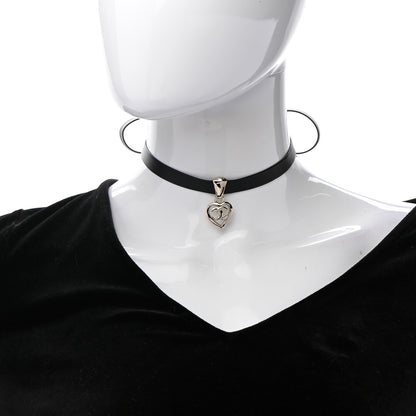 Chanel Lambskin CC Heart Choker Necklace Black 2 of 6