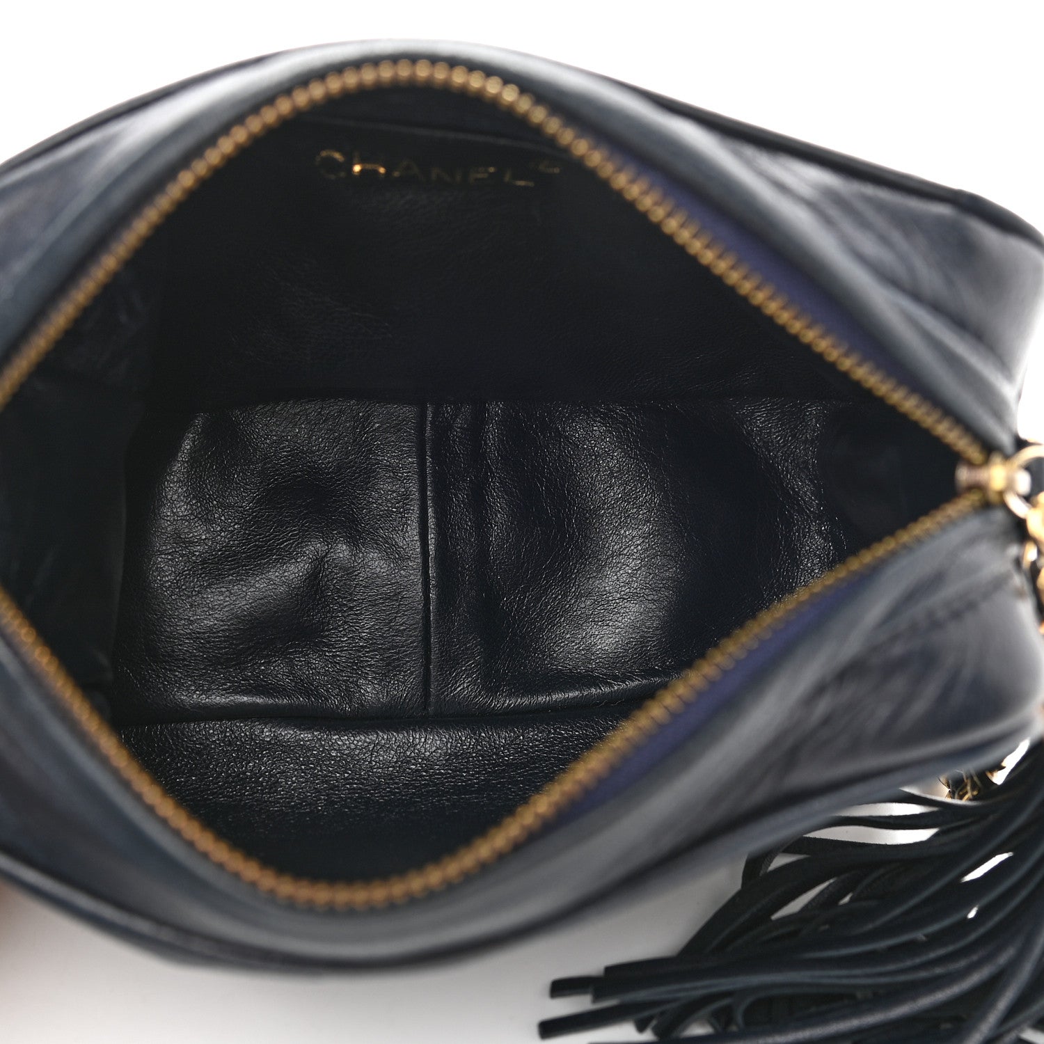 Chanel Lambskin Quilted CC Tassel Camera Case Navy 5 of 12