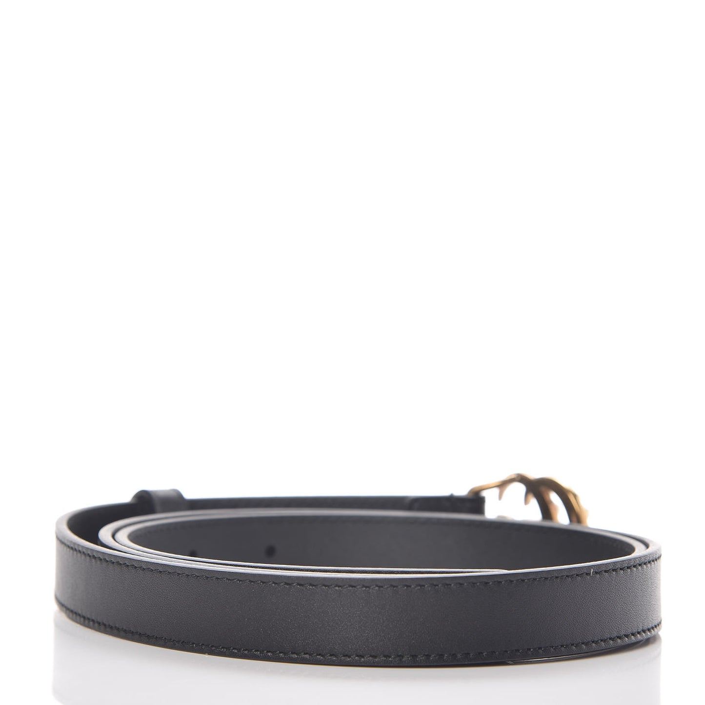 Calfskin Pearl Double G 20mm Belt 100 40 Black Cream