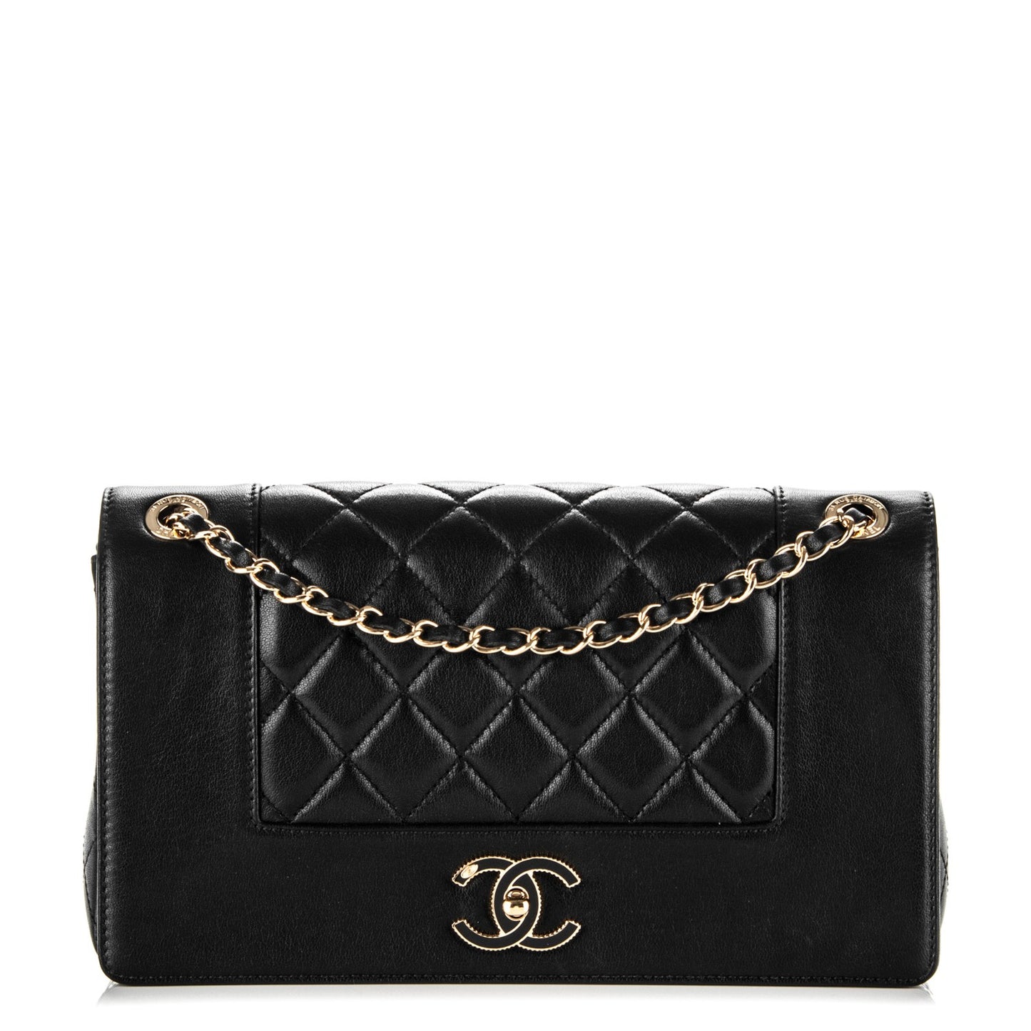 Sheepskin Quilted Vintage Mademoiselle Flap Black