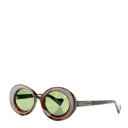 Gucci Acetate Crystal Round Sunglasses GG0618S Tortoiseshell 1 of 7
