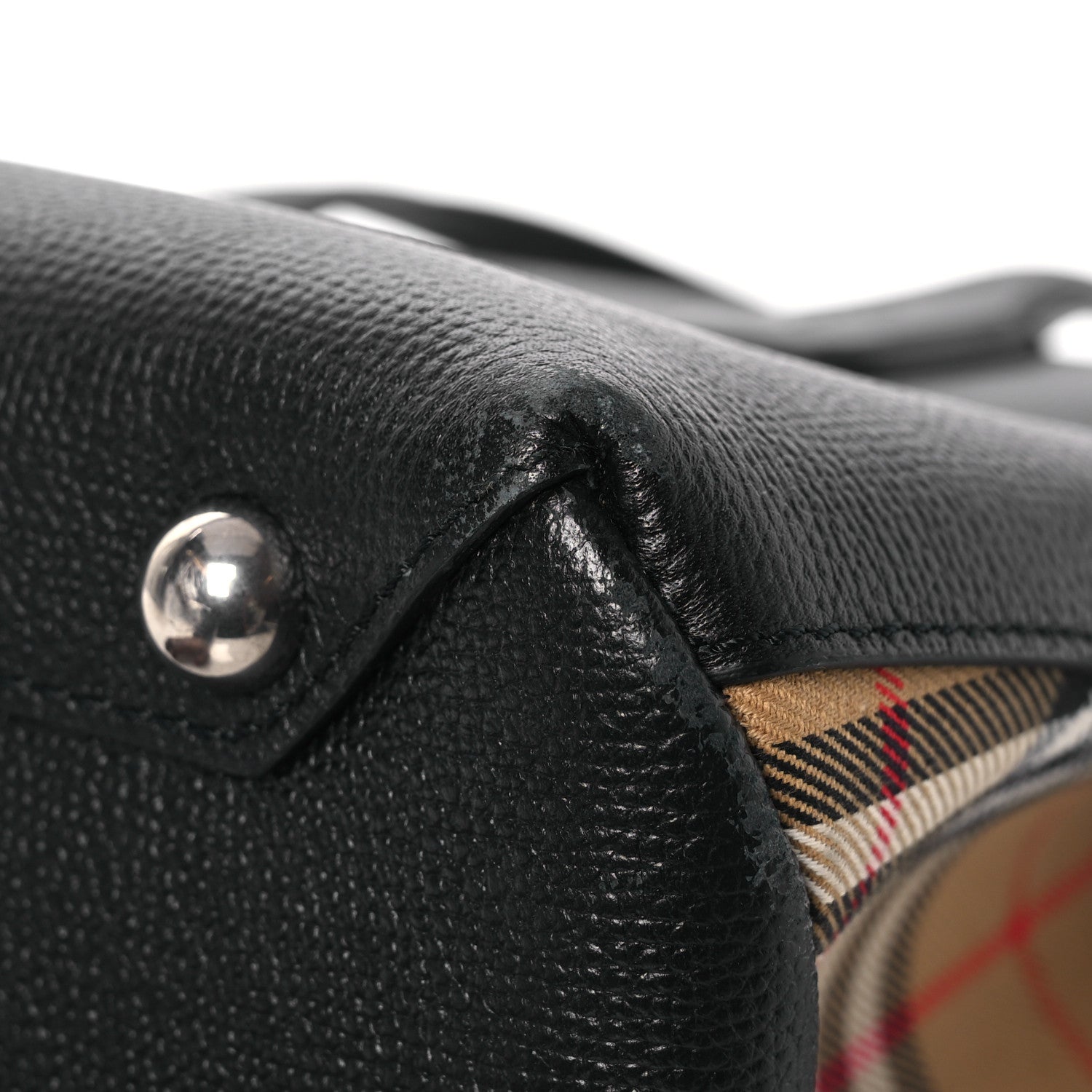 Burberry Derby Calfskin Vintage Check Medium Banner Tote Black 17 of 20