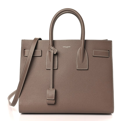 Saint Laurent Grained Calfskin Topstitch Small Classic Sac De Jour Taupe 3 of 9