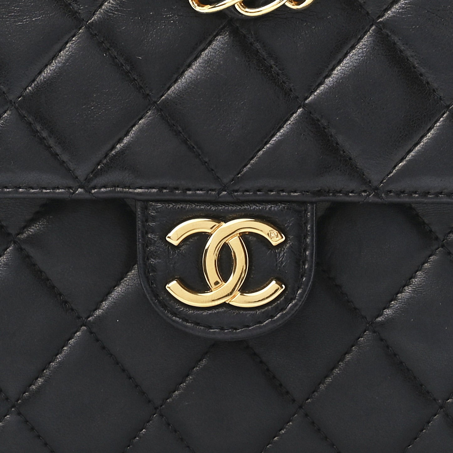 Lambskin Quilted Small Single Flap Black