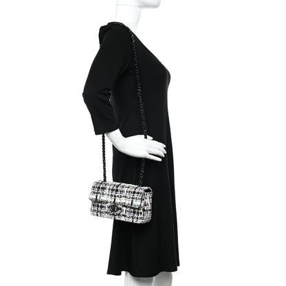 Chanel Tweed Quilted Mini Rectangular Flap White Black Multicolor 2 of 11