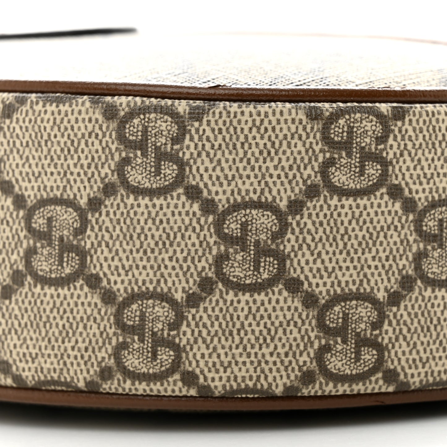 GG Supreme Monogram Azalea Calfskin Mini Retro Interlocking G Half Moon Bag Beige Ebony Brown Sugar