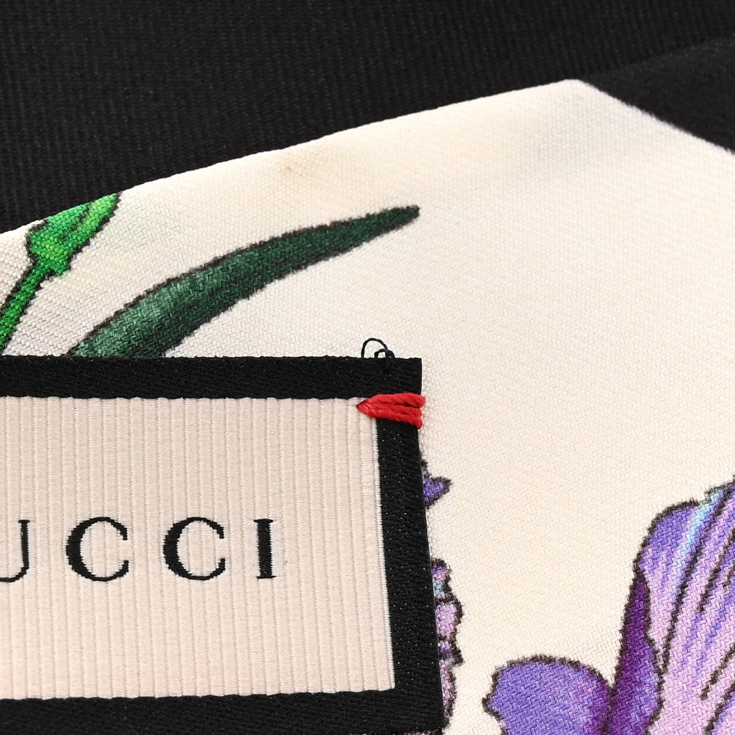 Gucci Silk Twill Flora Snake Neck Bow Scarf Ivory Black 4 of 4