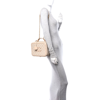 Chanel Caviar Quilted Large CC Filigree Vanity Case Beige 2 of 19