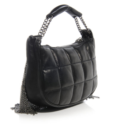 Chanel Lambskin Square Quilted Chain Fringe Pochette Black 3 of 8