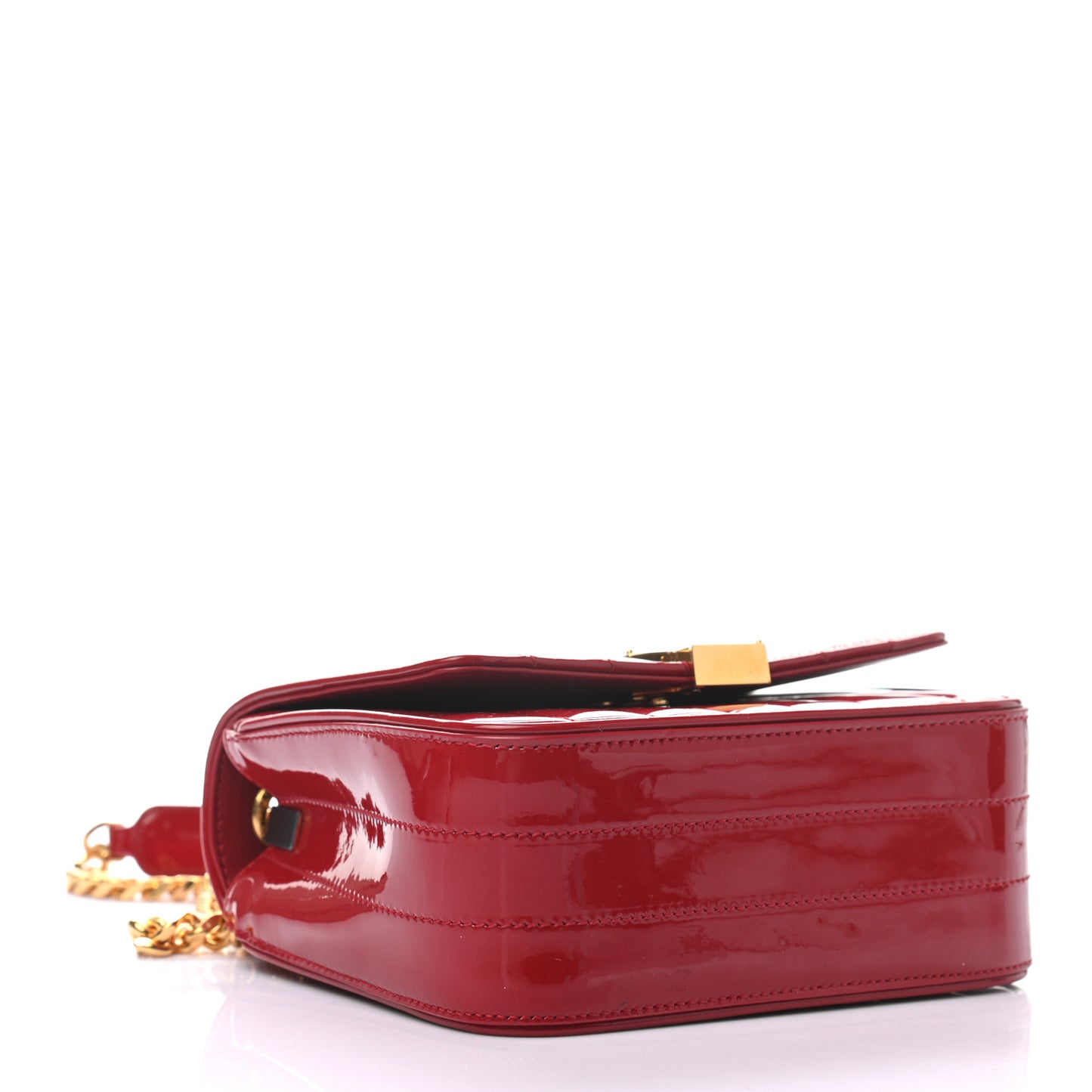 Patent Matelasse Monogram Small Vicky Chain Bag Red