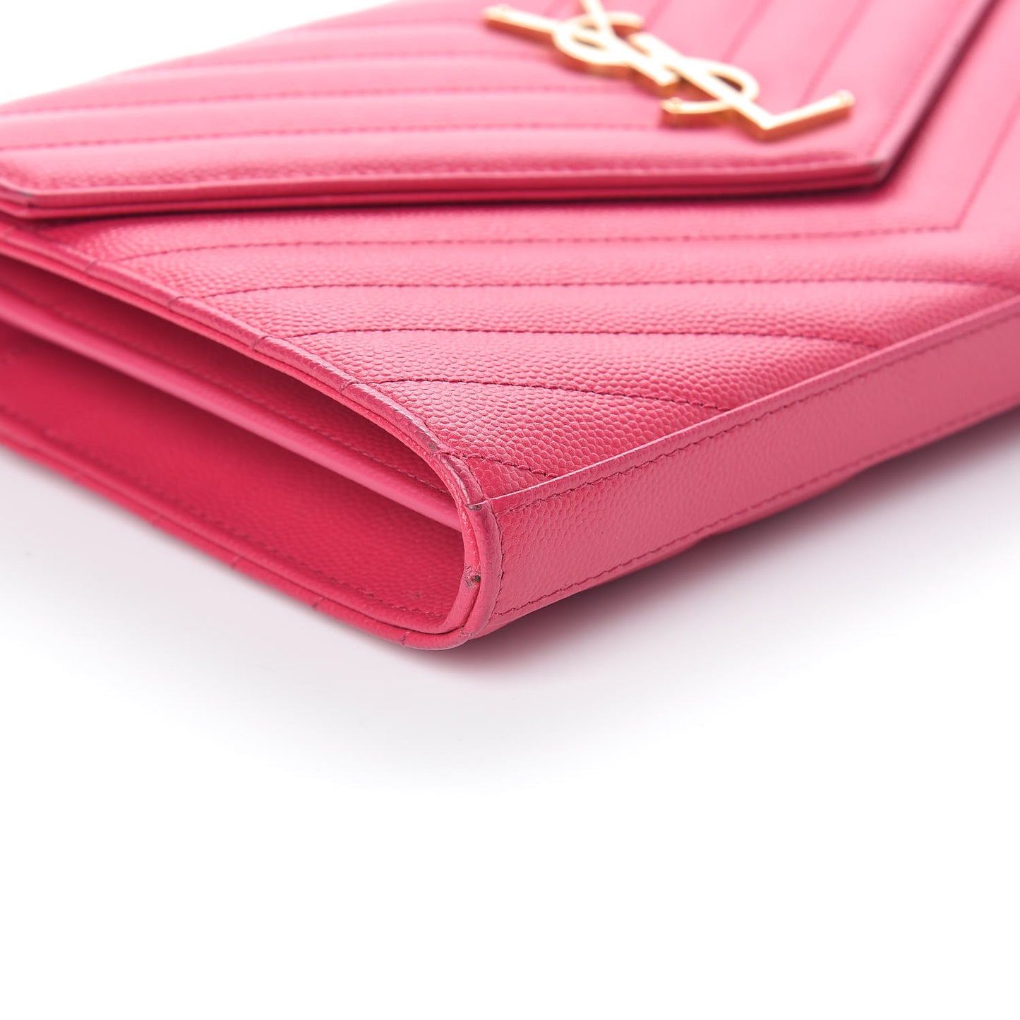 Grain De Poudre Matelasse Chevron Monogram Chain Wallet Rose Clair