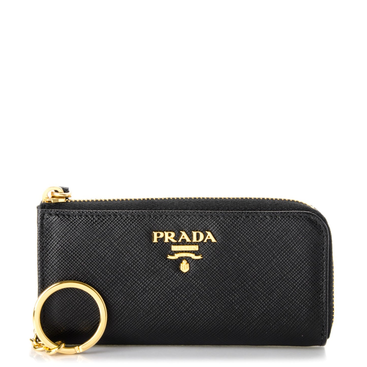 Saffiano Zip Key Pouch Nero Black