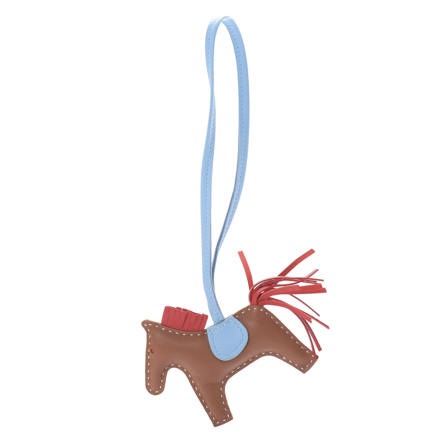 Hermes Milo Lambskin Grigri Rodeo Horse Bag Charm PM Sesame Rouge Indien Celeste 1 of 5