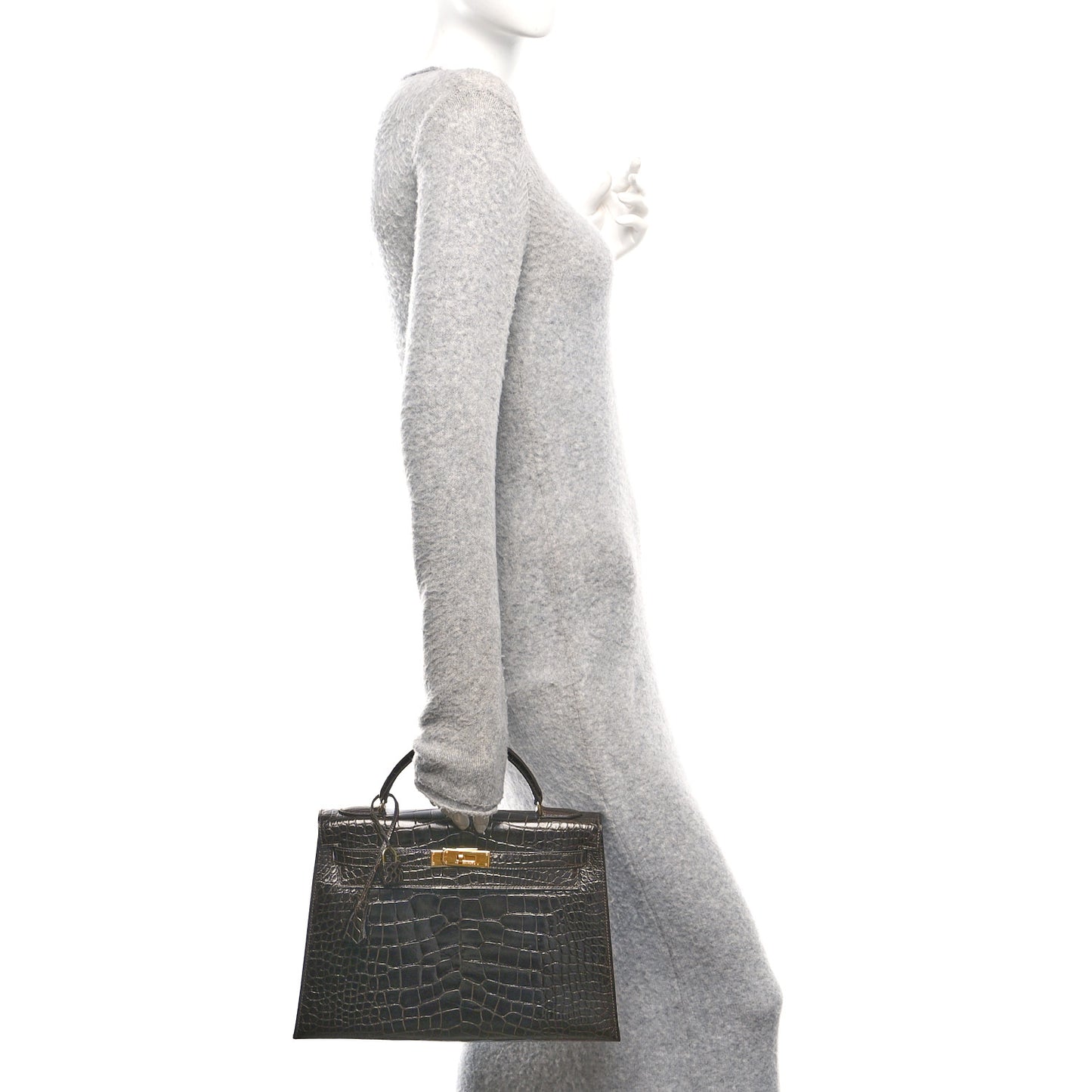 Shiny Alligator Kelly Sellier 32 Havane