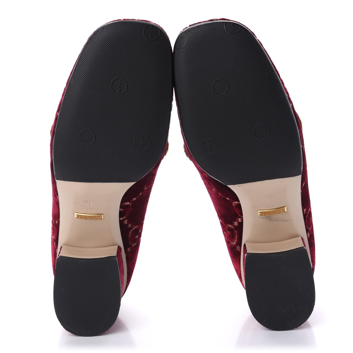 Gucci Velvet GG Monogram Sylvie Web Chain Mid Heel Loafers 36 Red Cipria 5 of 9