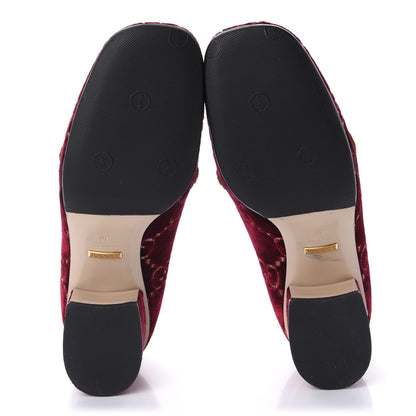 Gucci Velvet GG Monogram Sylvie Web Chain Mid Heel Loafers 36 Red Cipria 5 of 9