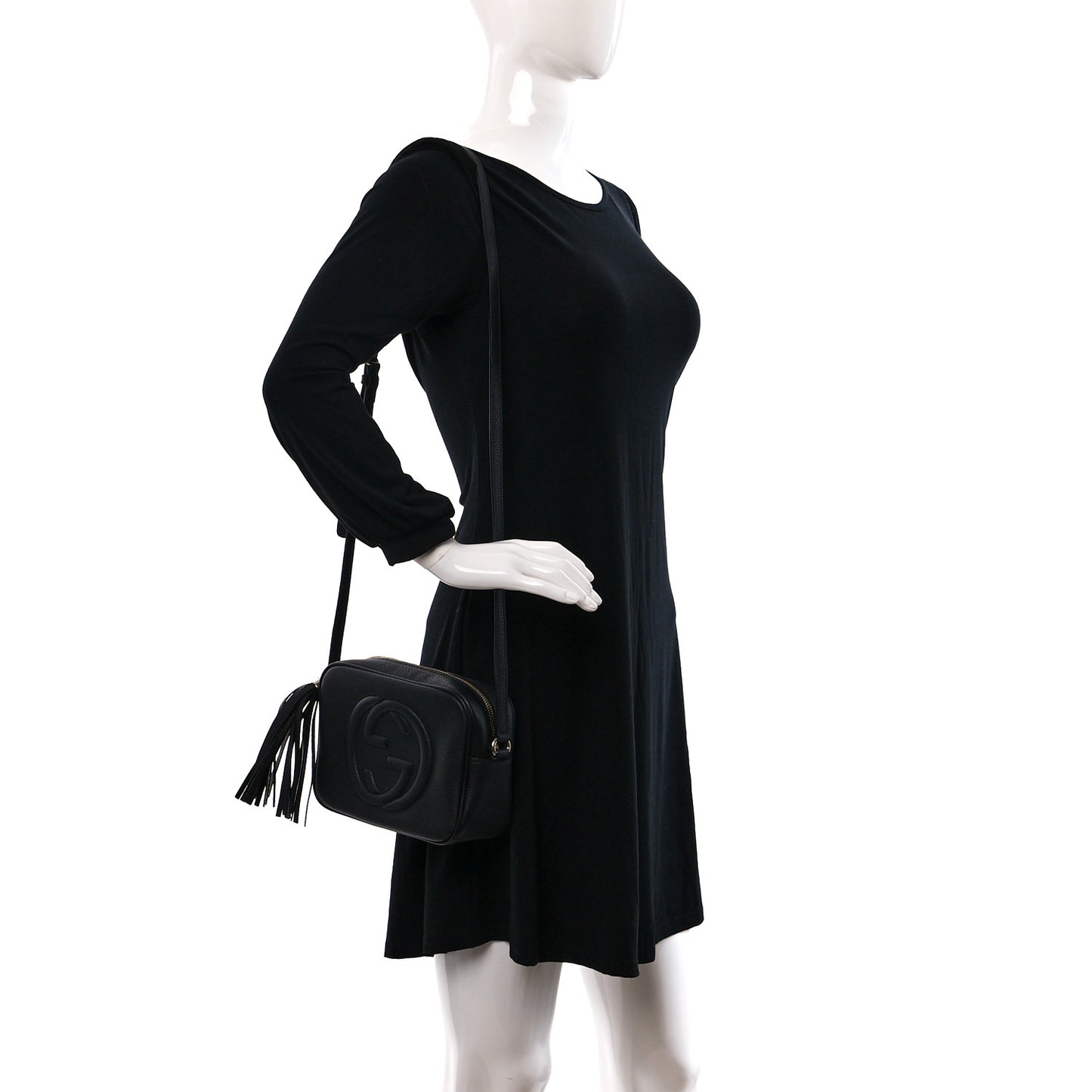 Pebbled Calfskin Small Soho Disco Bag Black