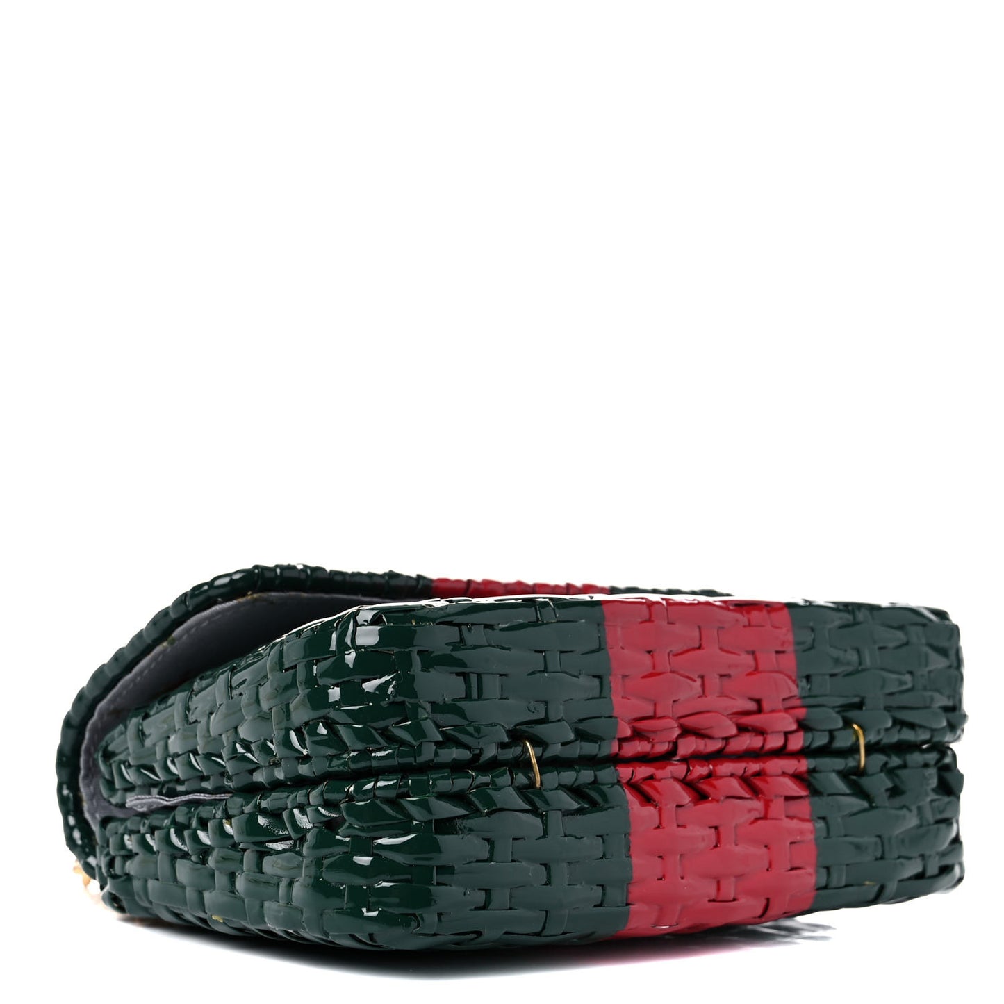 Glazed Wicker Stripe Mini Cestino Shoulder Bag Green