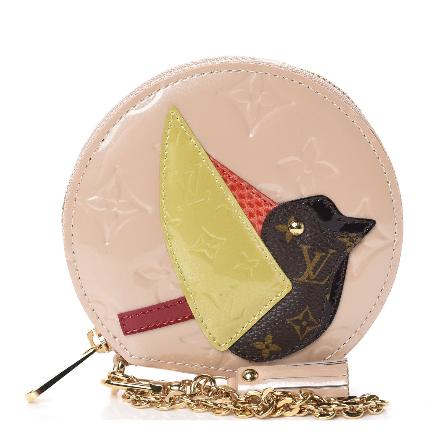 Louis Vuitton Vernis Animania Oiseau Songbird Coin Purse Rose Florentin 1 of 6