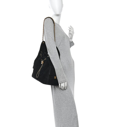 Chanel Suede Quilted Medium Chanel 25 Handbag Black 2 of 13
