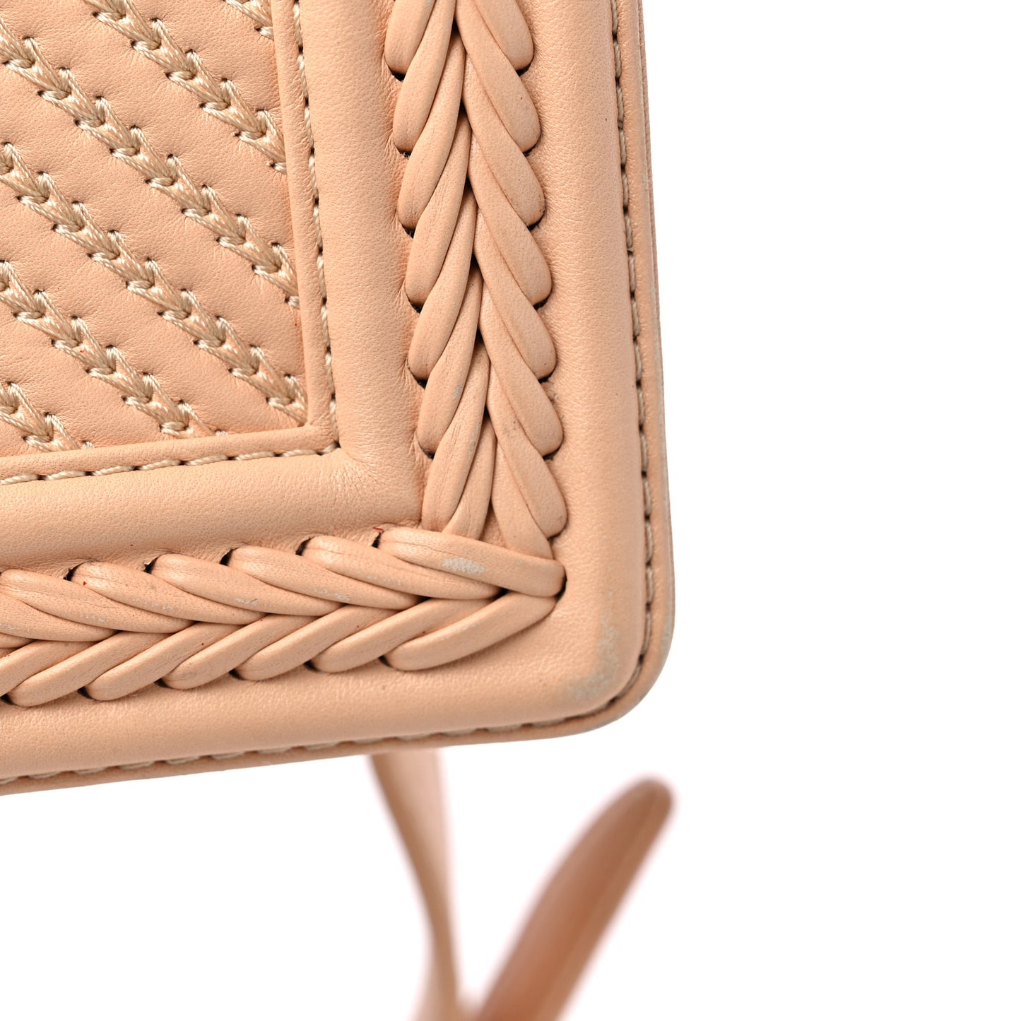 Calfskin Chevron Quilted Medium Braided Boy Flap Beige