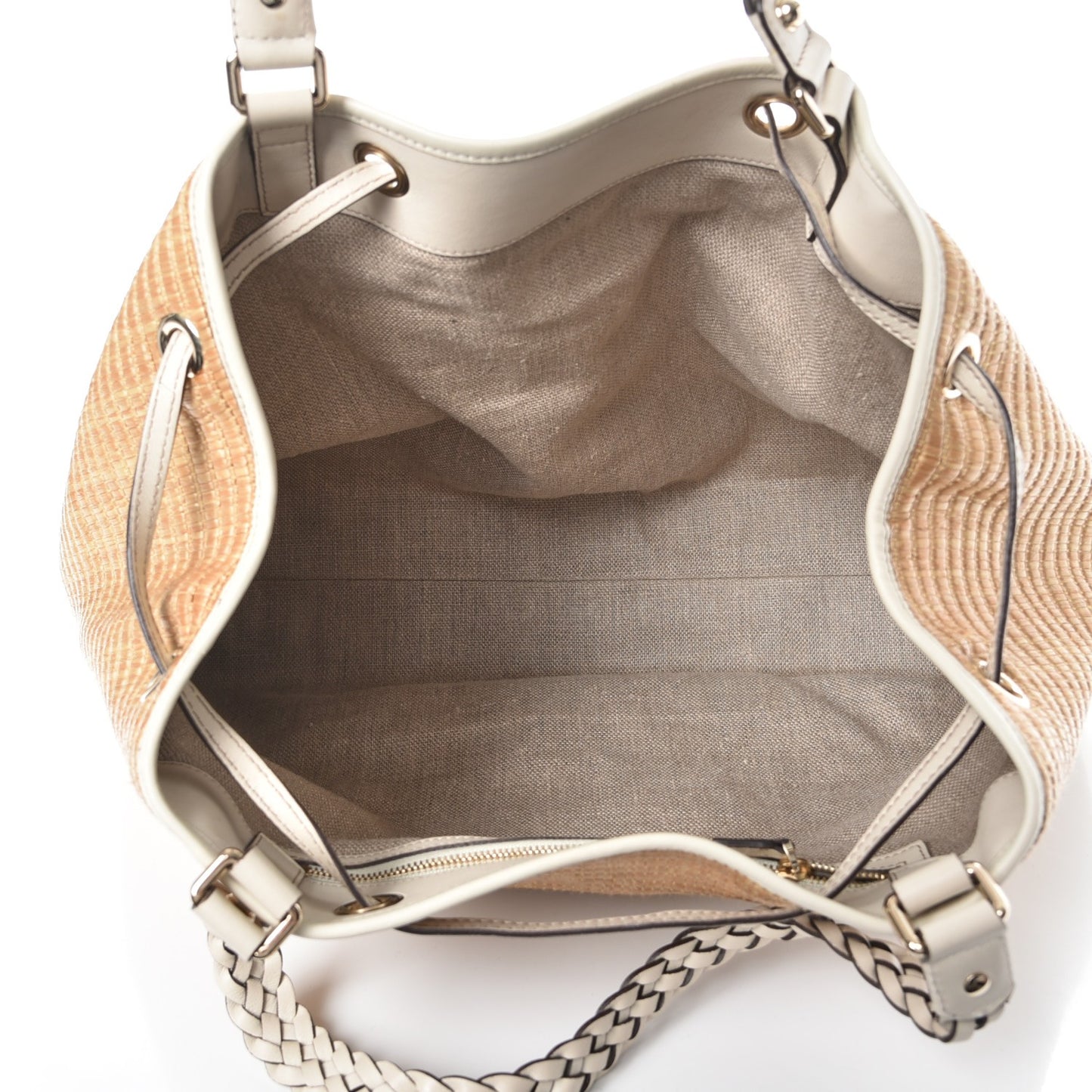 Straw Peggy Braided Tote Off White