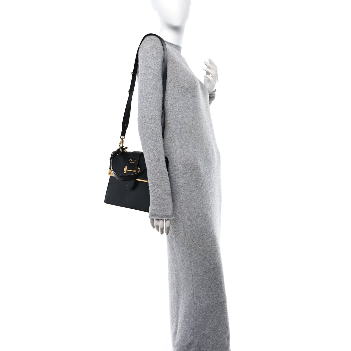 City Calfskin Saffiano Cahier Top Handle Bag Black