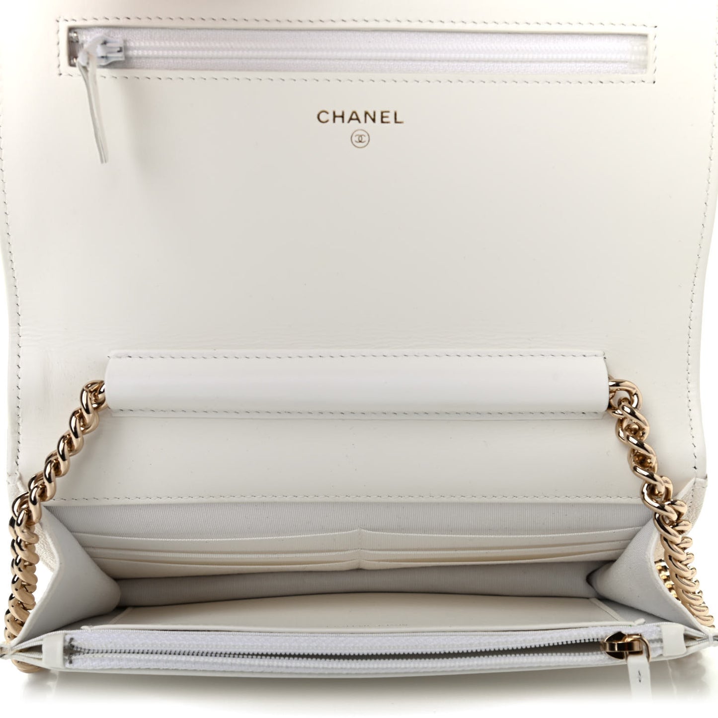 Caviar Quilted Boy Wallet On Chain WOC White