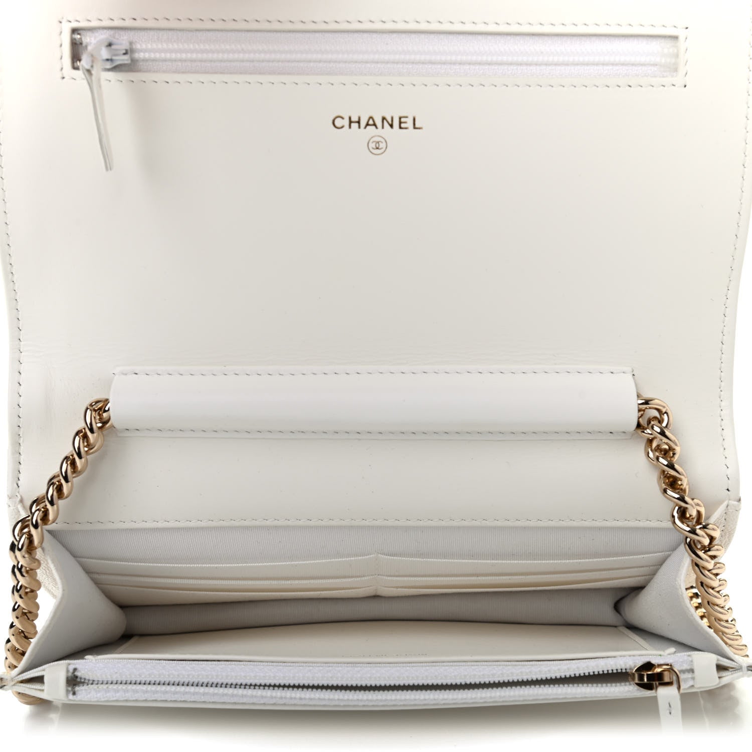 Chanel Caviar Quilted Boy Wallet On Chain WOC White 8 of 15