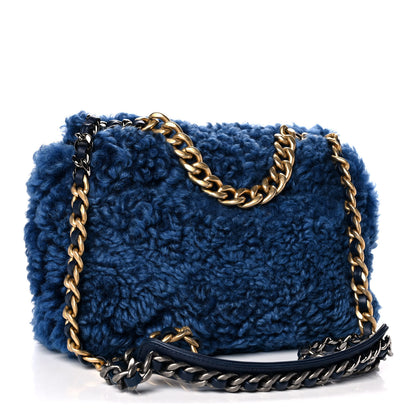Chanel Shearling Sheepskin Large Chanel 19 Flap Blue 3 of 11